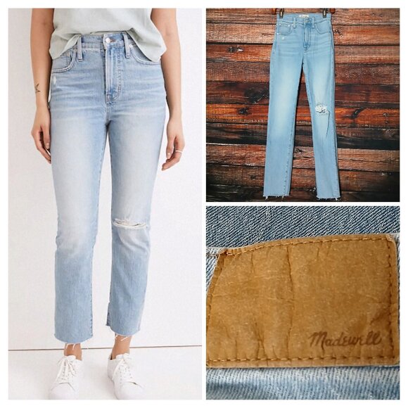 Madewell Jeans Size 23 Tall Perfect Vintage Jean High Rise Raw Hem Distressed - Picture 1 of 10